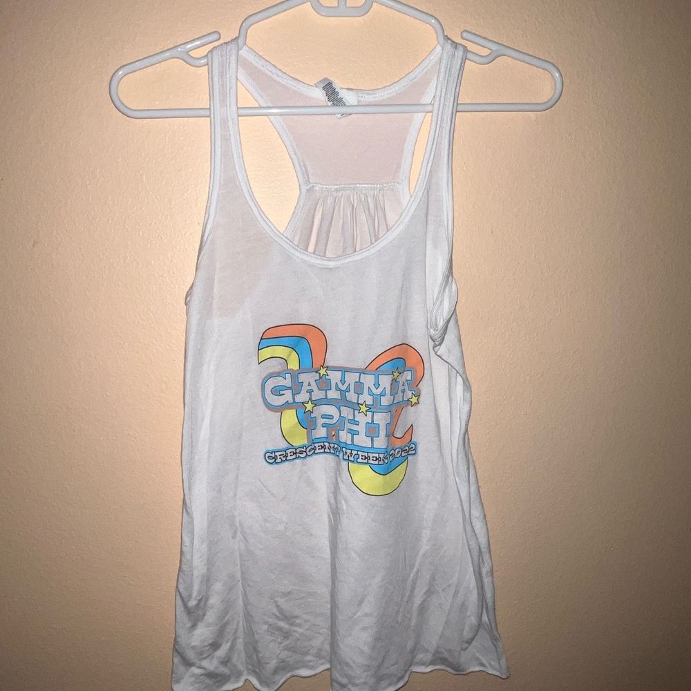 Gamma Phi Beta Bella Canvas White Tank Top